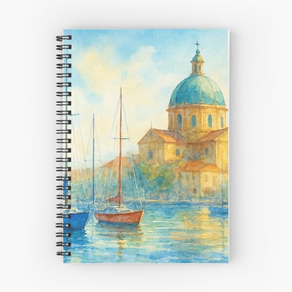 Item preview, Sailboats gleam in front of the domed church designed and sold by Sigtrix.