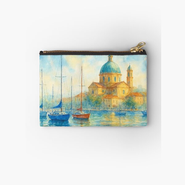 Item preview, Sailboats gleam in front of the domed church designed and sold by Sigtrix.