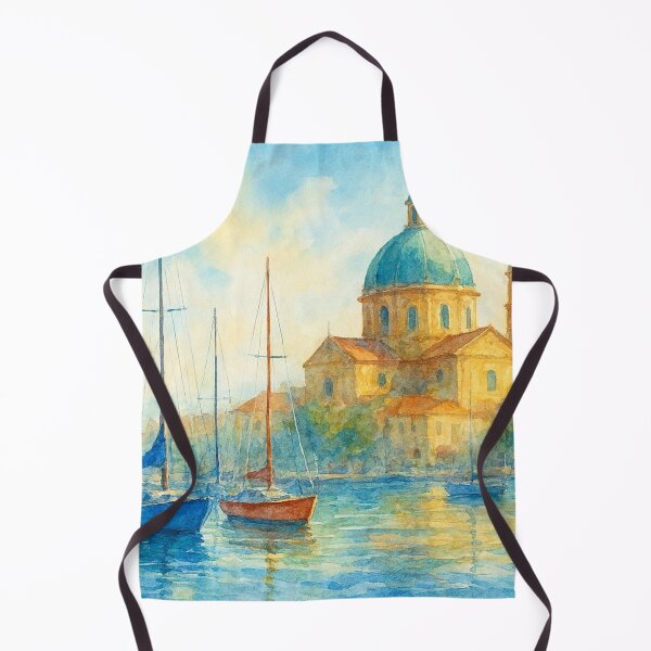 Item preview, Sailboats gleam in front of the domed church designed and sold by Sigtrix.