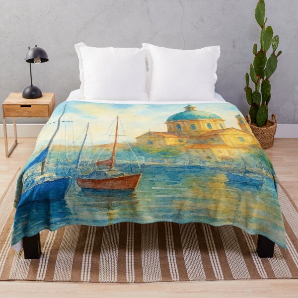 Item preview, Sailboats gleam in front of the domed church designed and sold by Sigtrix.