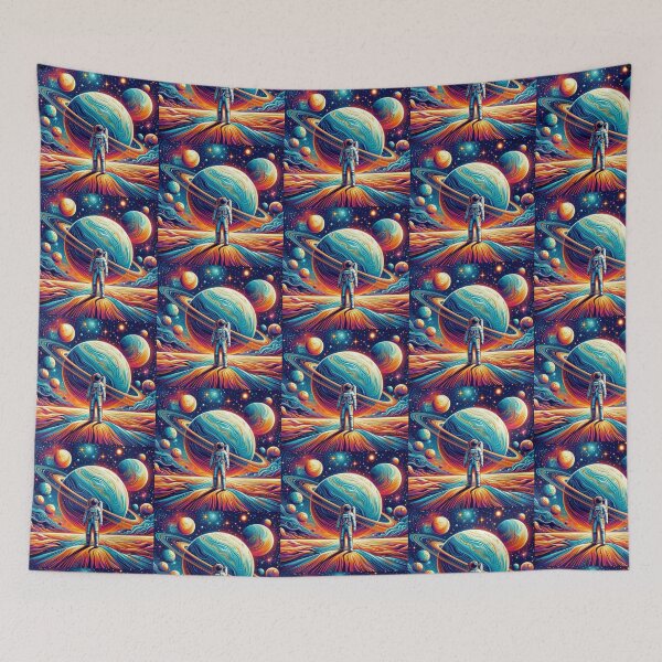 Item preview, Astronaut in Psychedelic Cosmos – Surreal Space Fantasy designed and sold by Dogandesighn.