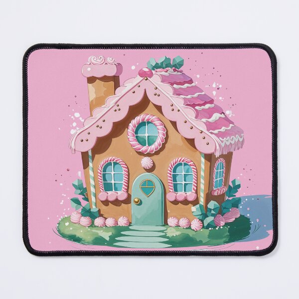 Item preview, Pastel Pink Gingerbread House – Cute Kawaii Christmas Cottage Illustration designed and sold by EtherealMoodboard.