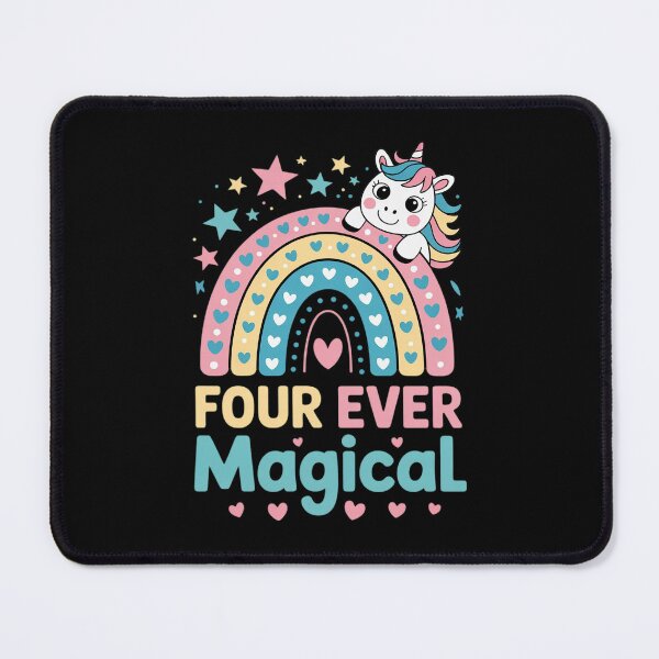 Item preview, Four Ever Magical 4 Years Old 4th Birthday Girl Unicorn designed and sold by RoyTill0Art.