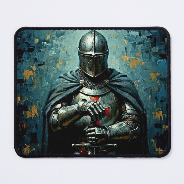 Item preview, Solemn Templar Knight Full Plate Armor with Sword - Epic Medieval Art designed and sold by Art's Diner.
