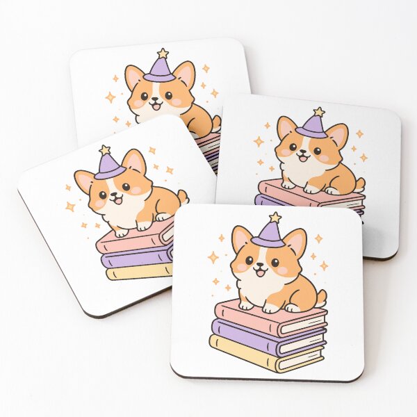 Item preview, Cute Wizard Corgi on Books – Kawaii Dog Art, Magical Puppy Illustration designed and sold by tatajef14.