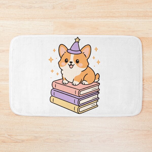 Item preview, Cute Wizard Corgi on Books – Kawaii Dog Art, Magical Puppy Illustration designed and sold by tatajef14.