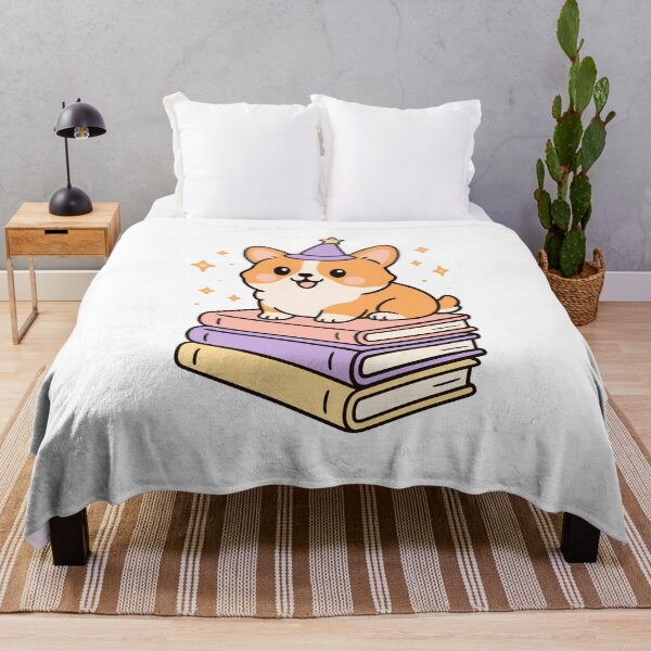 Item preview, Cute Wizard Corgi on Books – Kawaii Dog Art, Magical Puppy Illustration designed and sold by tatajef14.