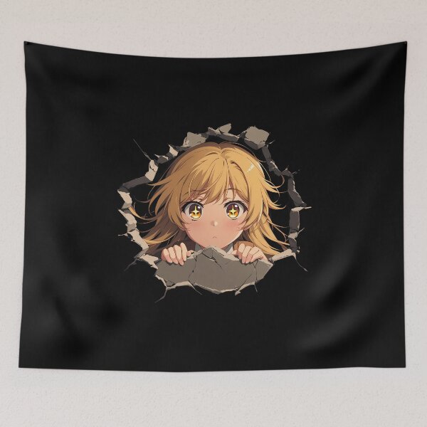 Item preview, Shokuhou Misaki A Certain Scientific Railgun Anime Sweet Peeking Through Cracked Wall designed and sold by TorbenKuhano.