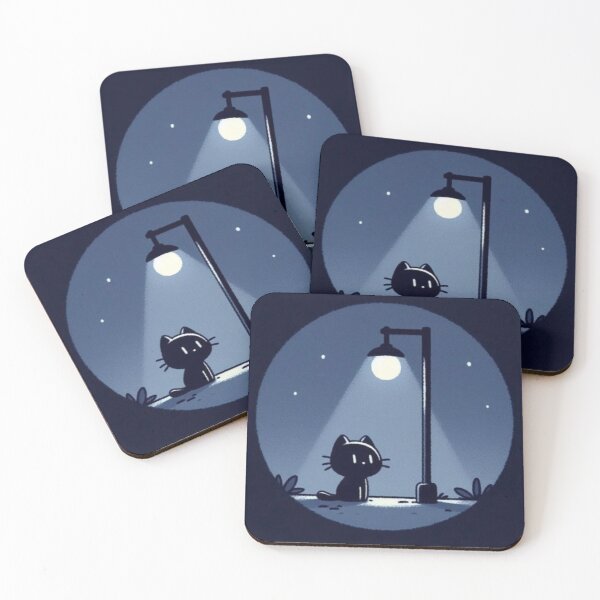 Item preview, Cat Under Moonlit Streetlamp Night Artwork   designed and sold by NivyasArtistry.
