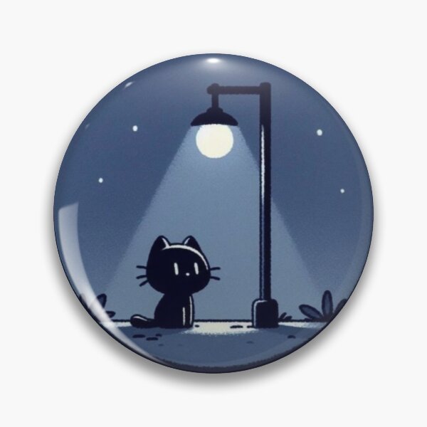Item preview, Cat Under Moonlit Streetlamp Night Artwork   designed and sold by NivyasArtistry.