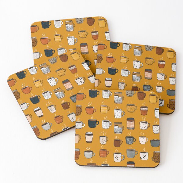 Item preview, Coffee lovers hot steaming mugs pattern  designed and sold by SmileshareShop.