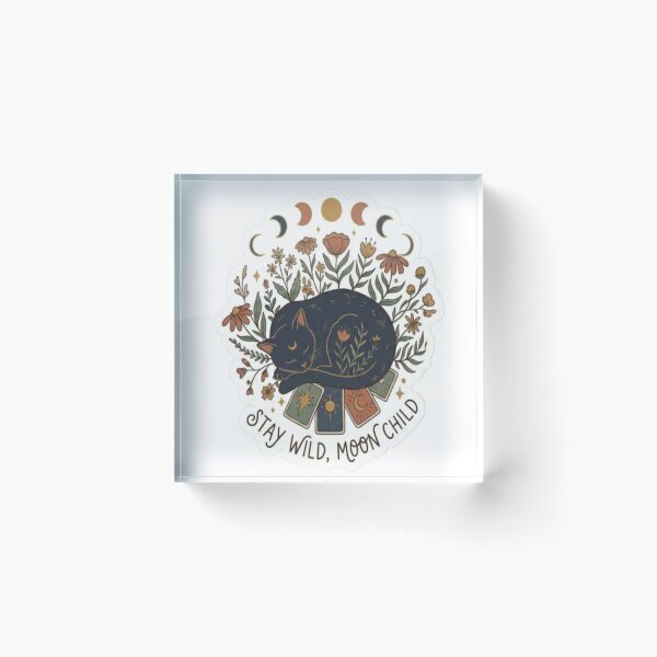 Item preview, Stay Wild Moon Child – Mystic Cat & Floral Tarot Design designed and sold by MoDiga.