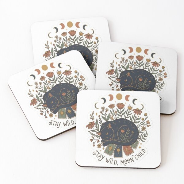 Item preview, Stay Wild Moon Child – Mystic Cat & Floral Tarot Design designed and sold by MoDiga.