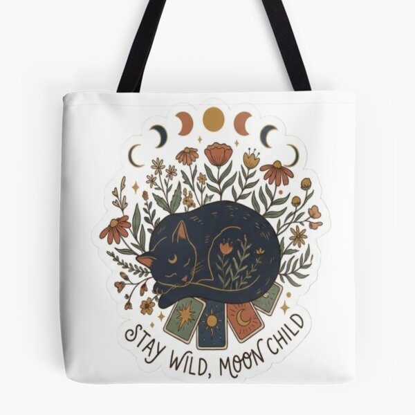 Item preview, Stay Wild Moon Child – Mystic Cat & Floral Tarot Design designed and sold by MoDiga.