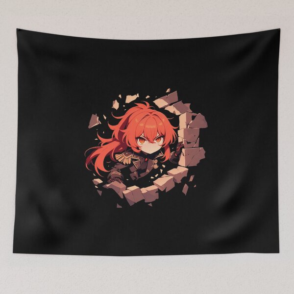 Item preview, Diluc Peeking Through Wall Chibi Style From Genshin Impact Game designed and sold by TorbenKuhano.