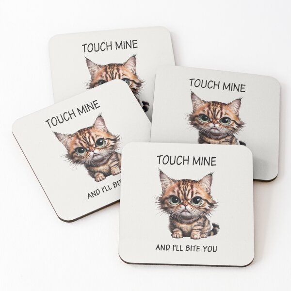 Item preview, Grumpy Ginger Cat, Touch Mine and I Will Bite You designed and sold by QuirkySpark.
