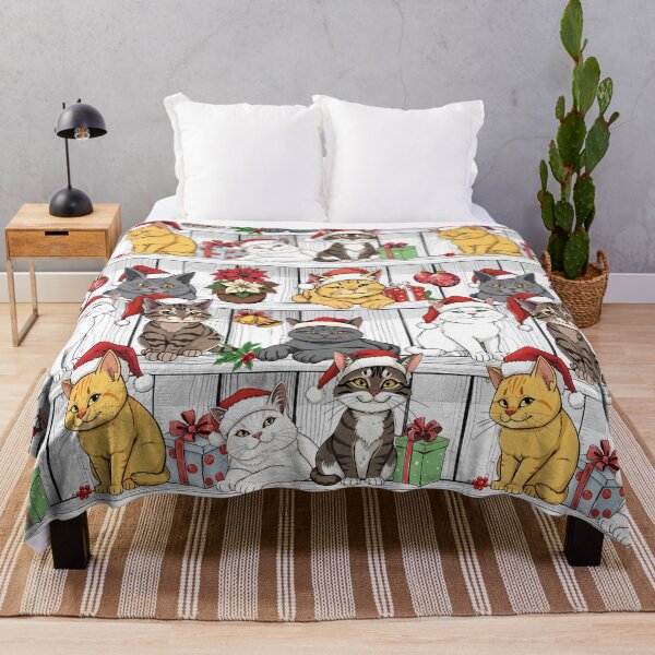 Item preview, Group of Cats with Santa Caps on a Shelf | Gift for Christmas designed and sold by UnhingedBird.