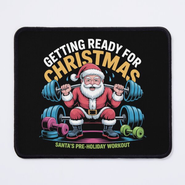Item preview, Getting ready for Christmas - santa's pre-holiday workout designed and sold by DreamOnShirts.