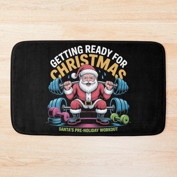 Item preview, Getting ready for Christmas - santa's pre-holiday workout designed and sold by DreamOnShirts.