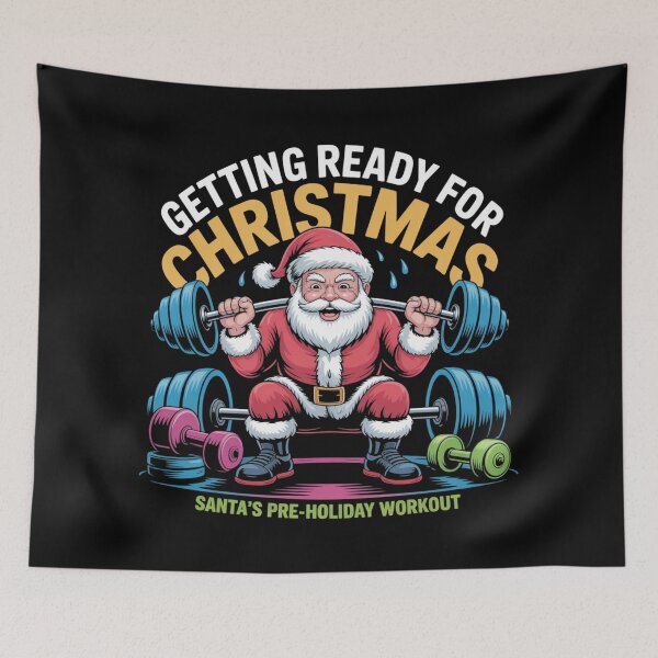 Item preview, Getting ready for Christmas - santa's pre-holiday workout designed and sold by DreamOnShirts.
