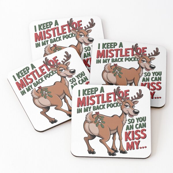 Item preview, Funny Reindeer Mistletoe Pocket – Sarcastic Christmas “Kiss My” Joke designed and sold by WSPrintCrafter.
