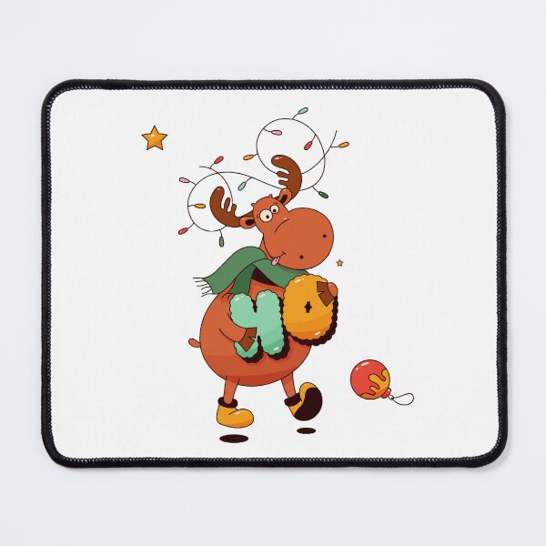 Item preview, Cheerful Christmas Moose with Scarf & String Lights – Fun Holiday Design | Funny Christmas Moose with Scarf & String Lights – Holiday Cartoon Design designed and sold by PAPERGEI Studio.
