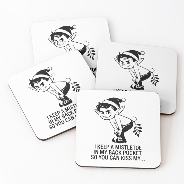 Item preview, Sassy Elf Line Art – Funny Sarcastic Mistletoe Pocket Christmas Joke designed and sold by WSPrintCrafter.