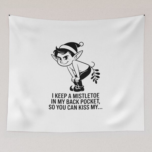 Item preview, Sassy Elf Line Art – Funny Sarcastic Mistletoe Pocket Christmas Joke designed and sold by WSPrintCrafter.