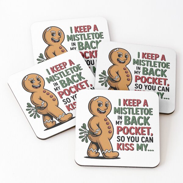 Item preview, Cheeky Gingerbread Mistletoe Pocket – Sarcastic Christmas Cookie Joke designed and sold by WSPrintCrafter.