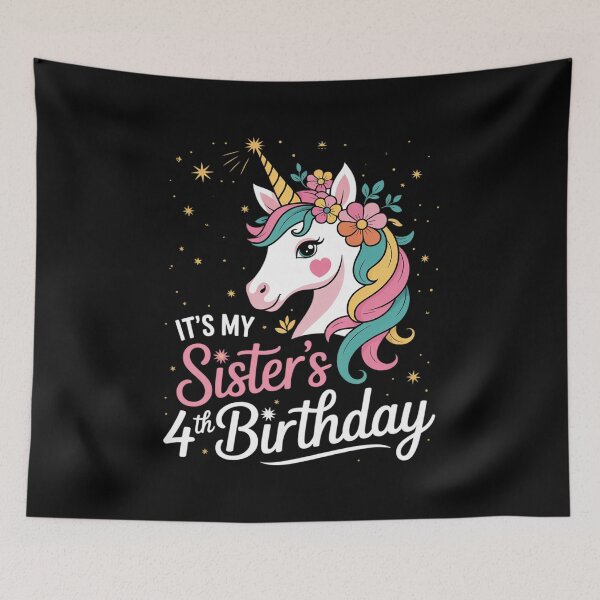 Item preview, Its My Sisters 4th Birthay Sibling Unicorn Birthday designed and sold by RuthGAArt.