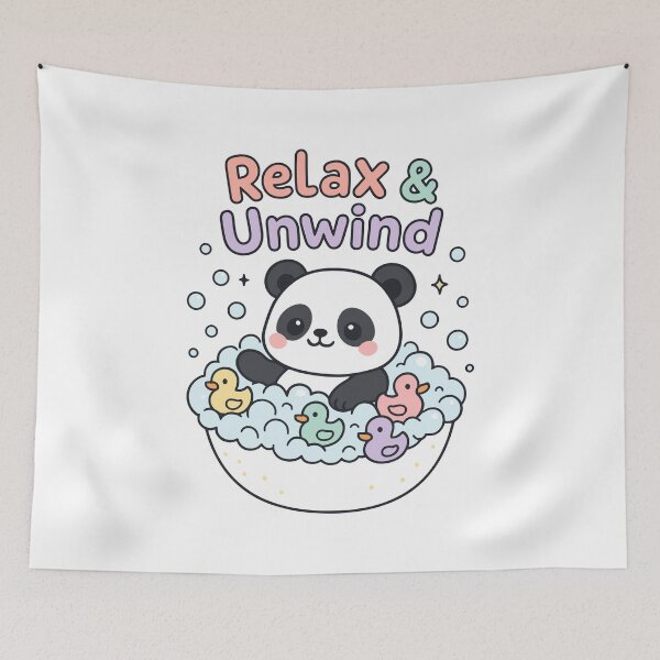 Item preview, Relax & Unwind – Cute Kawaii Panda Bubble Bath Art designed and sold by tatajef14.