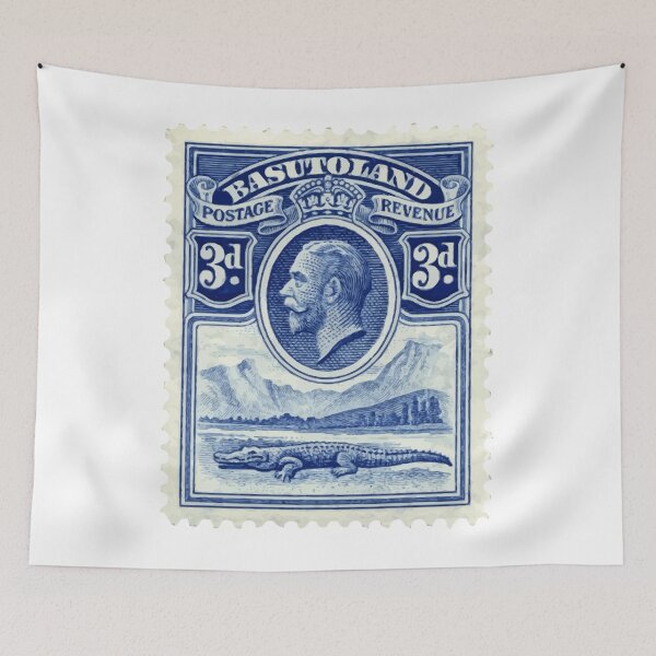 Item preview, Basutoland Vintage Blue Postage Stamp designed and sold by red-amber65.