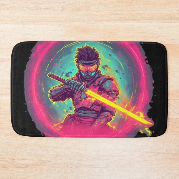 Item preview, Cyberpunk Warrior in Battle with Glowing Samurai Katana designed and sold by SweetRossel.