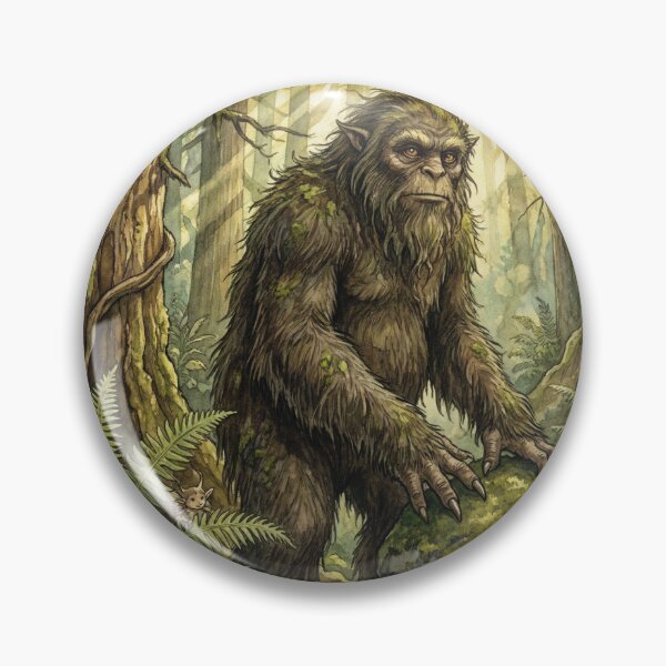 Item preview, Sasquatch in a colorful forest illustration designed and sold by Vintage Designs +.