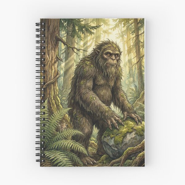 Item preview, Sasquatch in a colorful forest illustration designed and sold by Vintage Designs +.