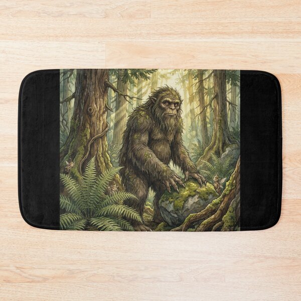 Item preview, Sasquatch in a colorful forest illustration designed and sold by Vintage Designs +.