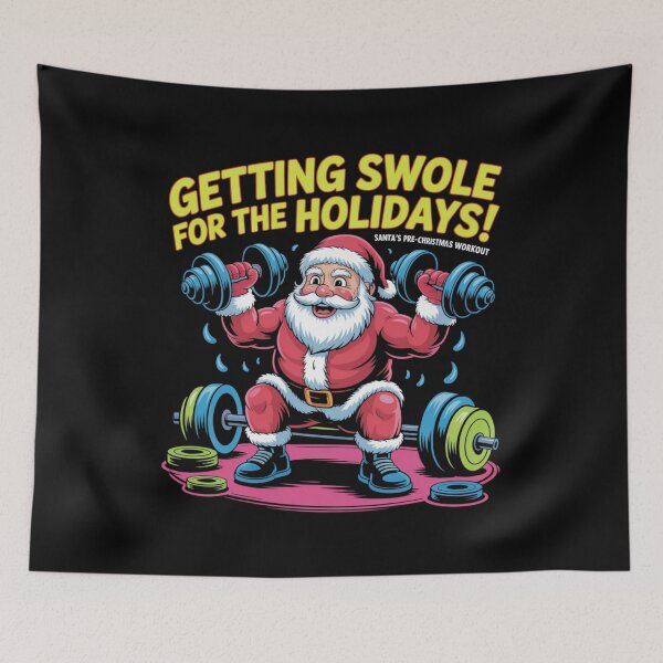Item preview, Getting swole for the holidays! Santa pre-christmas workout designed and sold by DreamOnShirts.