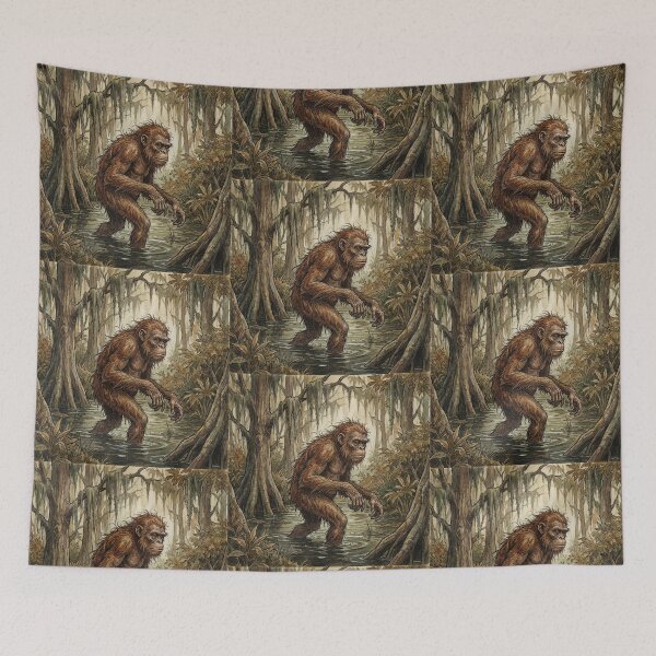 Item preview, Skunk Ape in the Everglades illustration designed and sold by Vintage Designs +.