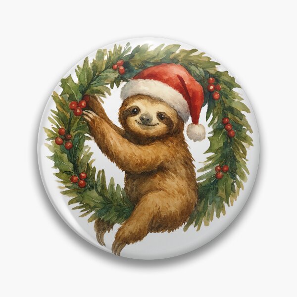 Item preview, Christmas Sloth Wreath Santa Claus Gift designed and sold by AlfeArts.