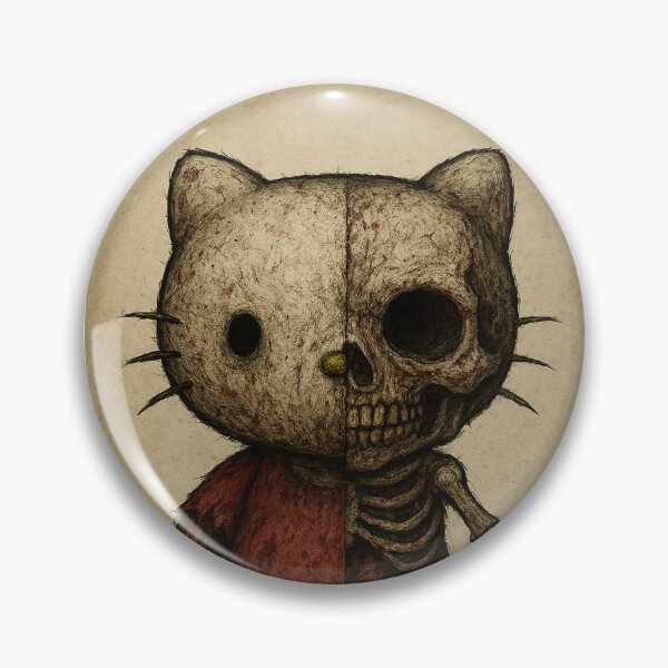 Item preview, Hello Creepy Kitten: diabolical skeleton skull designed and sold by art-emissa.