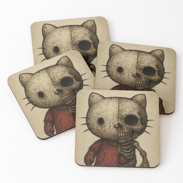 Item preview, Hello Creepy Kitten: diabolical skeleton skull designed and sold by art-emissa.
