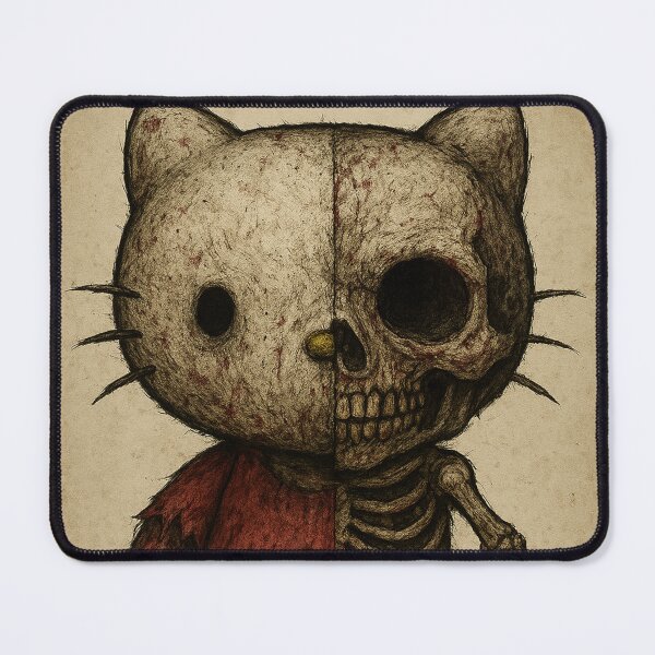 Item preview, Hello Creepy Kitten: diabolical skeleton skull designed and sold by art-emissa.
