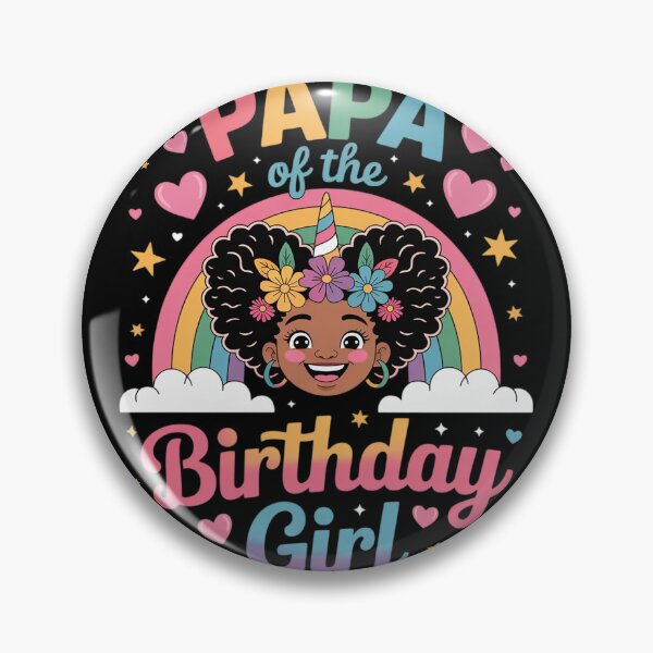 Item preview, Papa of The Birthday Girl Rainbow Afro Melanin Unicorn designed and sold by VerseFarm.