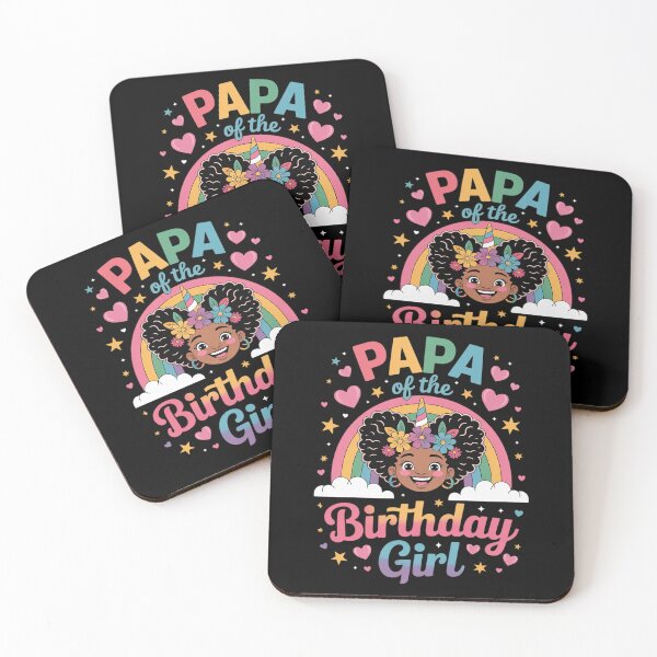 Item preview, Papa of The Birthday Girl Rainbow Afro Melanin Unicorn designed and sold by VerseFarm.