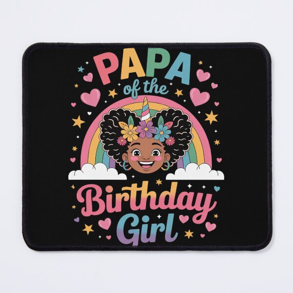 Item preview, Papa of The Birthday Girl Rainbow Afro Melanin Unicorn designed and sold by VerseFarm.