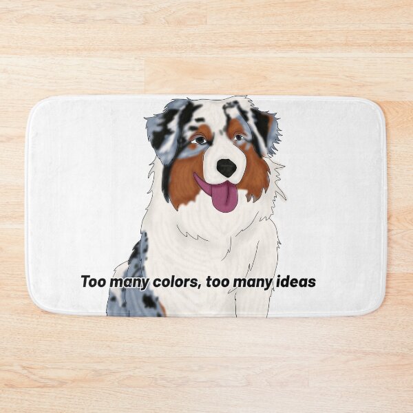 Item preview, Australian Shepherd – “Too Many Colors, Too Many Ideas” – Colorful Dog Cartoon Design designed and sold by Crack-in-Colors.
