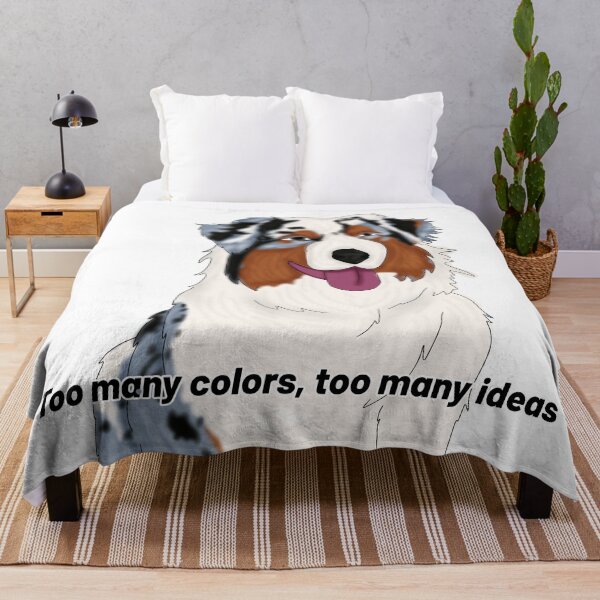 Item preview, Australian Shepherd – “Too Many Colors, Too Many Ideas” – Colorful Dog Cartoon Design designed and sold by Crack-in-Colors.