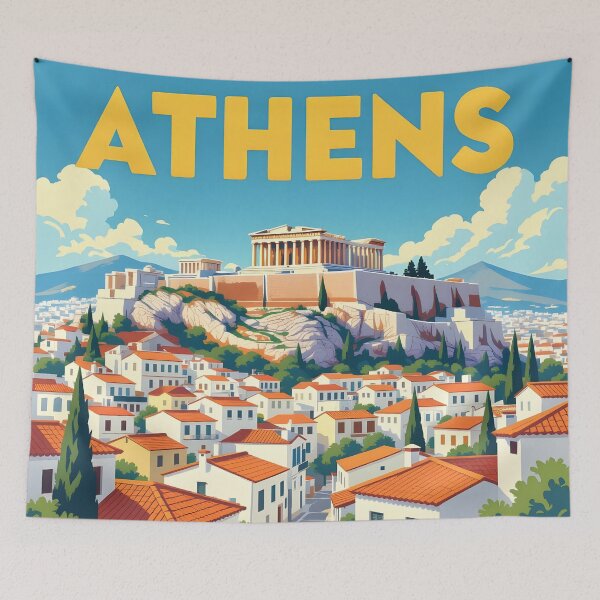 Item preview, Athens, Greece: Vintage-Style Painterly Travel Poster designed and sold by LSVart.