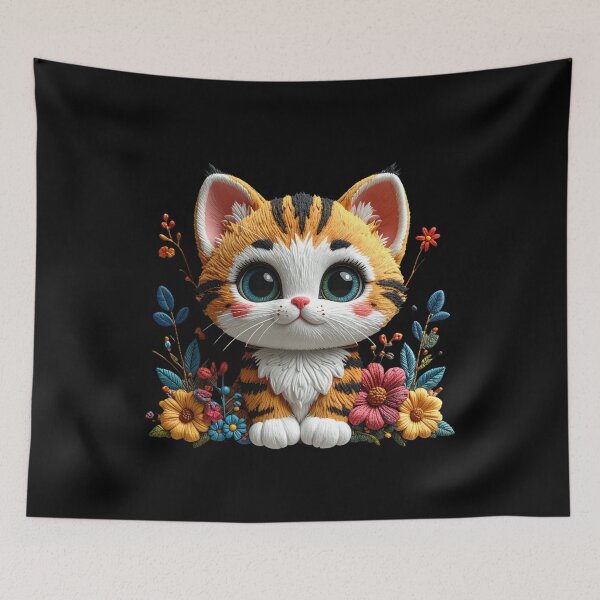 Item preview, Textured Plushie Cat and Floral Arrangement t-shirt  designed and sold by Alicjareign.