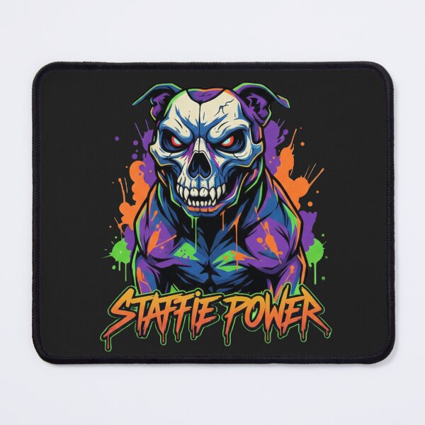 Item preview, Staffie Power Skull Mask - Edgy Street Art Dog Design designed and sold by ReptiWorks.